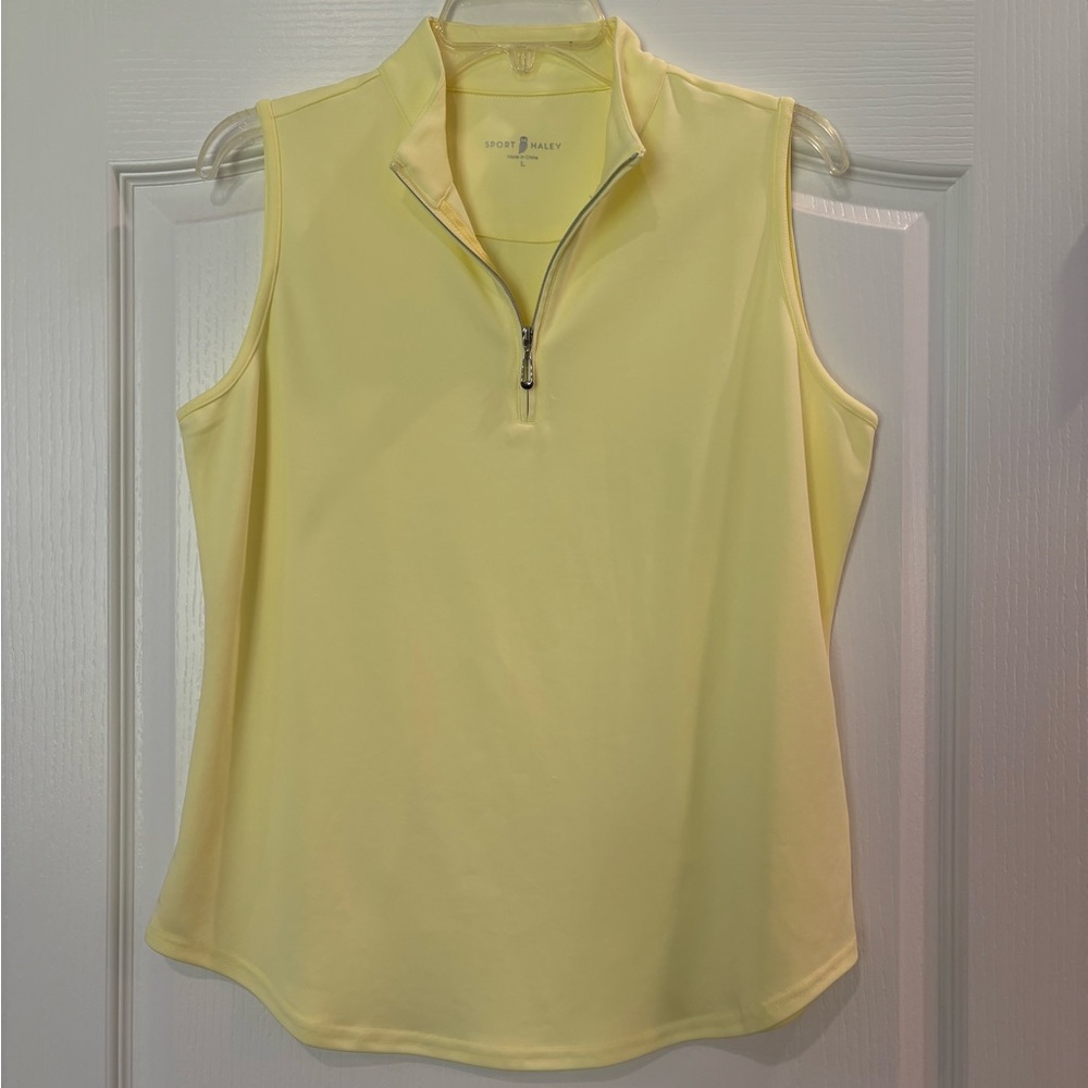Sport Haley Yellow Sleeveless Golf Top, Size Large
